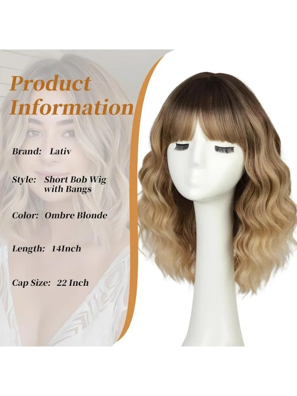 Women's Dark Blonde 14 Inch Heat Resistant Synthetic Fiber Shoulder Length Wigs